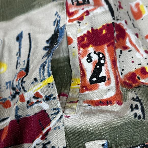 Units Woman Jacket 2X Abstract Print Button Front Long Sleeve Boxy Cotton Coat - Picture 5 of 15